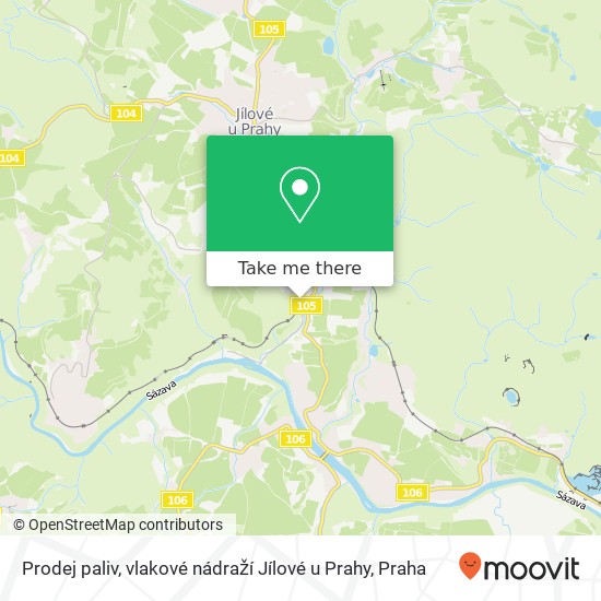 Prodej paliv, vlakové nádraží Jílové u Prahy mapa