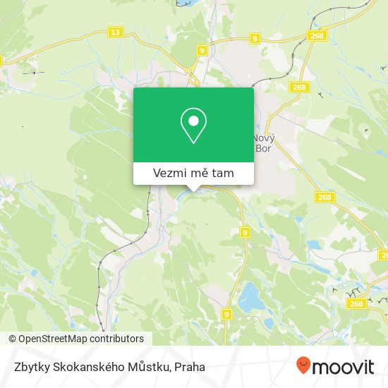 Zbytky Skokanského Můstku mapa