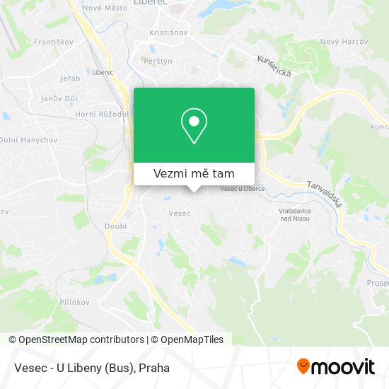 Vesec - U Libeny (Bus) mapa