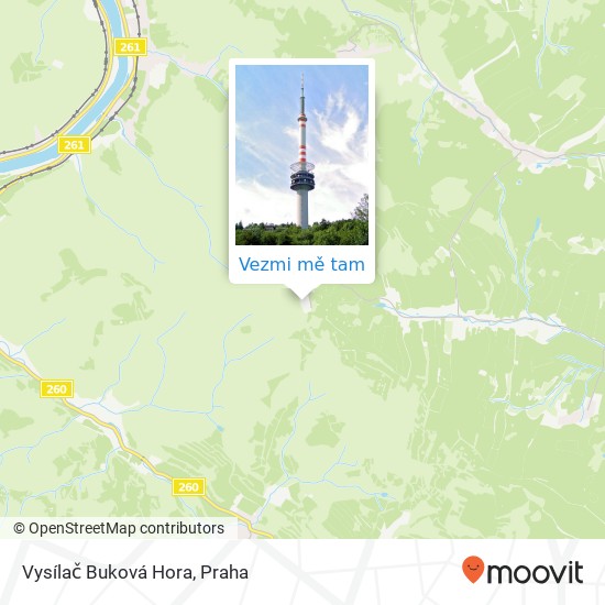 Vysílač Buková Hora mapa