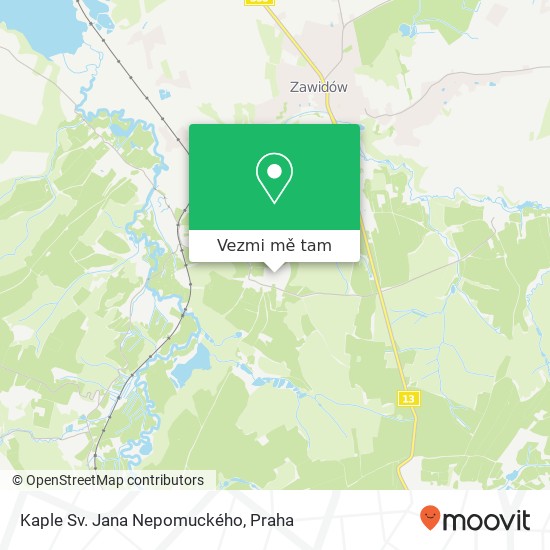 Kaple Sv. Jana Nepomuckého mapa