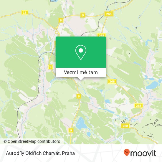 Autodíly Oldřich Charvát mapa