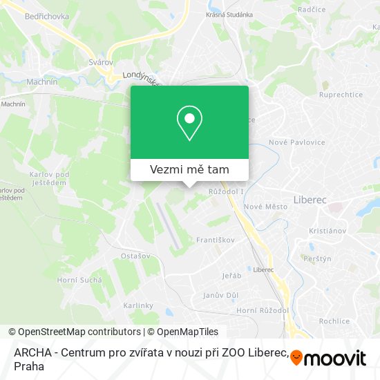 ARCHA - Centrum pro zvířata v nouzi při ZOO Liberec mapa