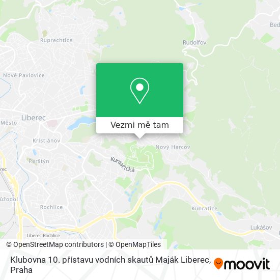 Klubovna 10. přístavu vodních skautů Maják Liberec mapa