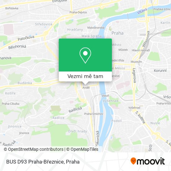 BUS D93 Praha-Březnice mapa