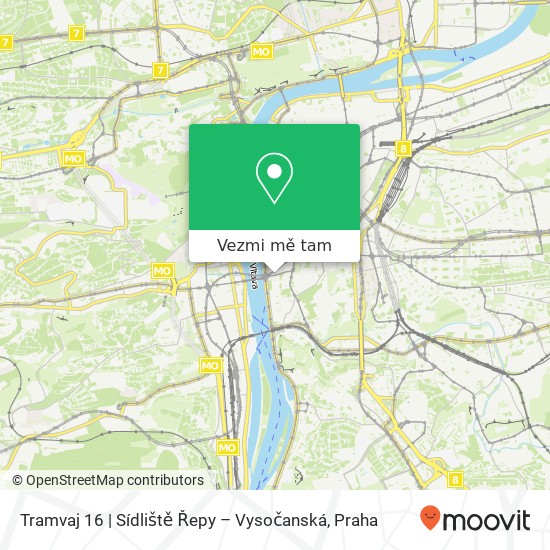 Tramvaj 16 | Sídliště Řepy – Vysočanská mapa