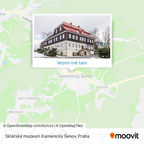 Sklářské muzeum Kamenický Šenov mapa