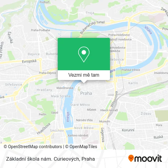 Základní škola nám. Curieových mapa