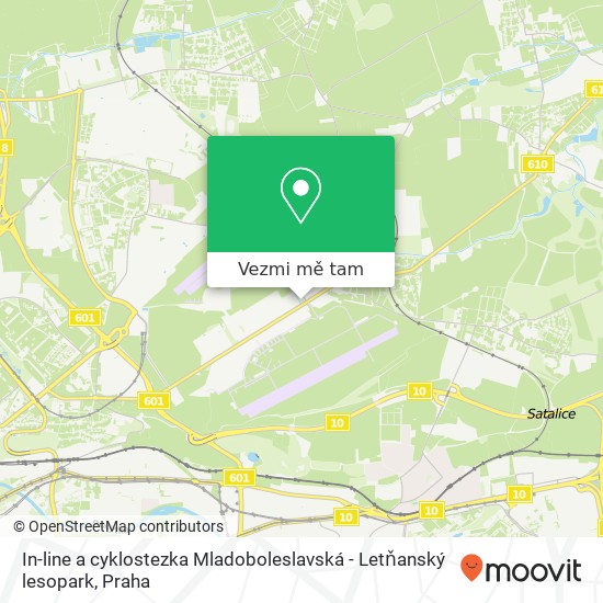 In-line a cyklostezka Mladoboleslavská - Letňanský lesopark mapa