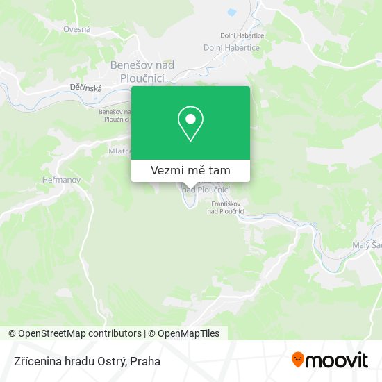 Zřícenina hradu Ostrý mapa