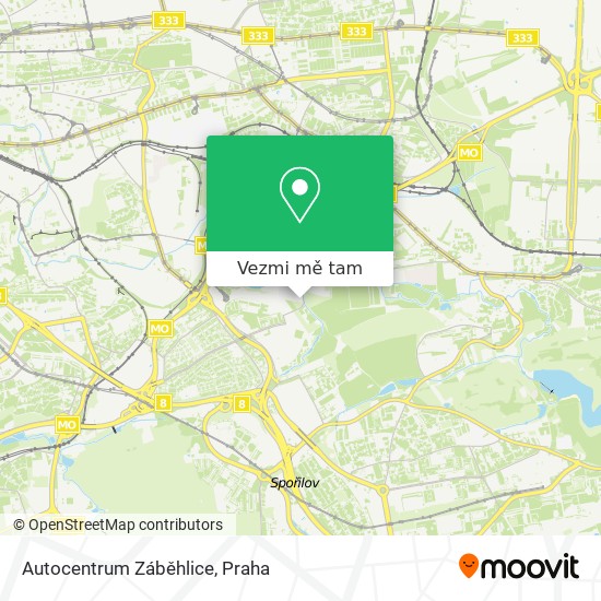 Autocentrum Záběhlice mapa