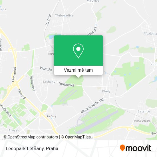 Lesopark Letňany mapa