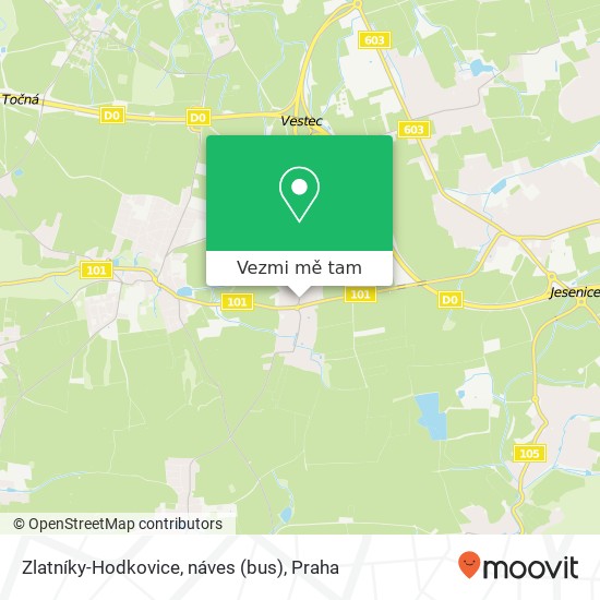 Zlatníky-Hodkovice, náves (bus) mapa