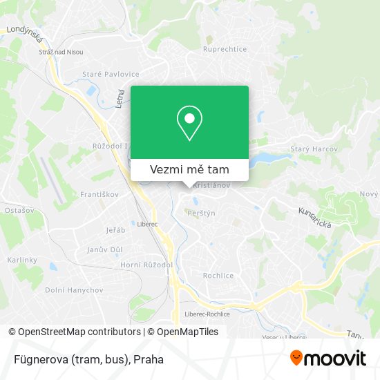 Fügnerova (tram, bus) mapa