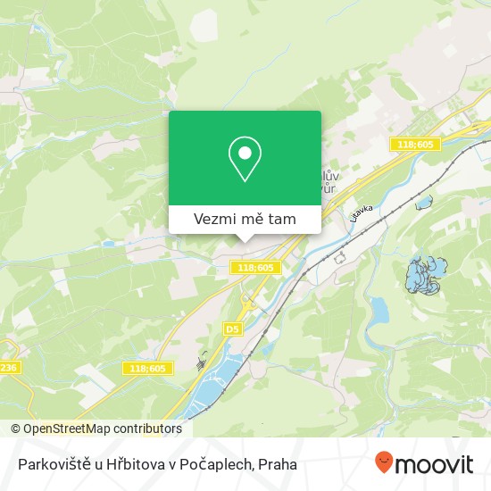 Parkoviště u Hřbitova v Počaplech mapa