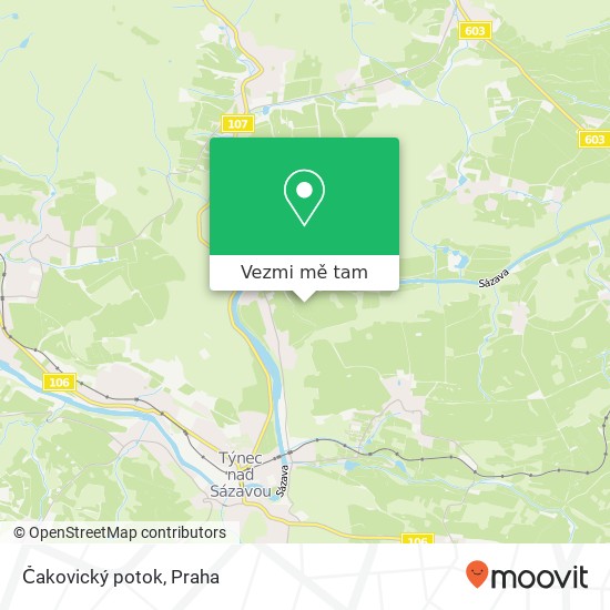 Čakovický potok mapa