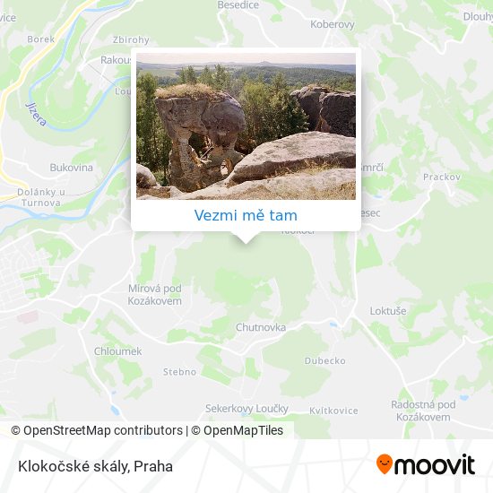 Klokočské skály mapa