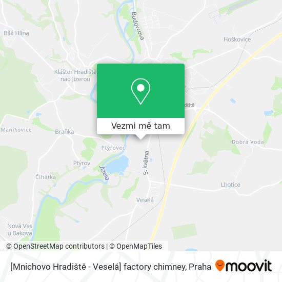 [Mnichovo Hradiště - Veselá] factory chimney mapa