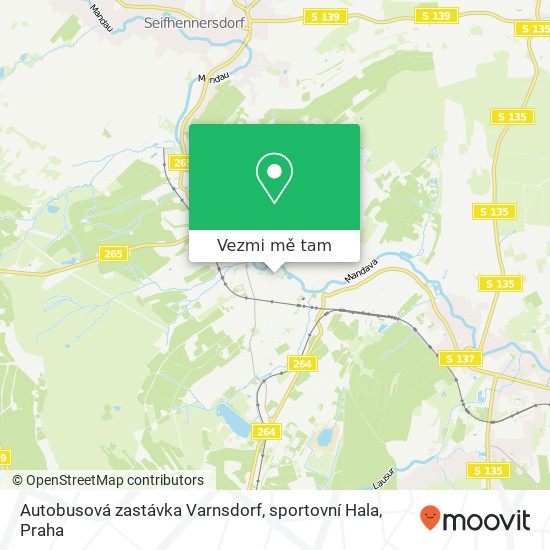 Autobusová zastávka Varnsdorf, sportovní Hala mapa