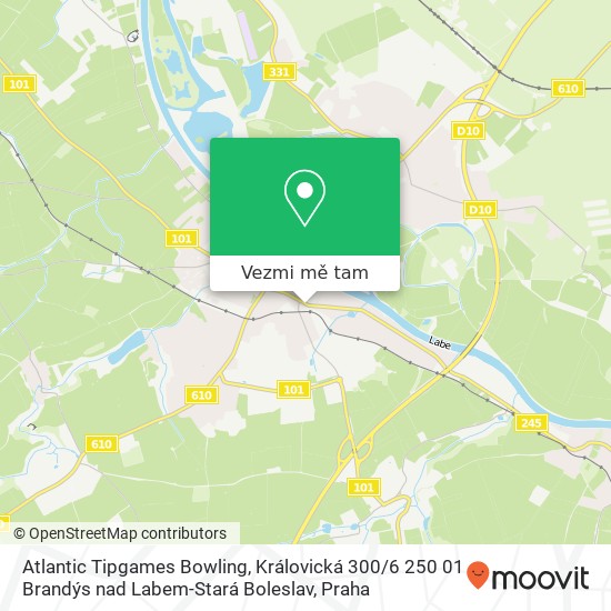 Atlantic Tipgames Bowling, Královická 300 / 6 250 01 Brandýs nad Labem-Stará Boleslav mapa