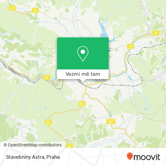 Stavebniny Astra, Nádražní 25 466 01 Jablonec nad Nisou mapa