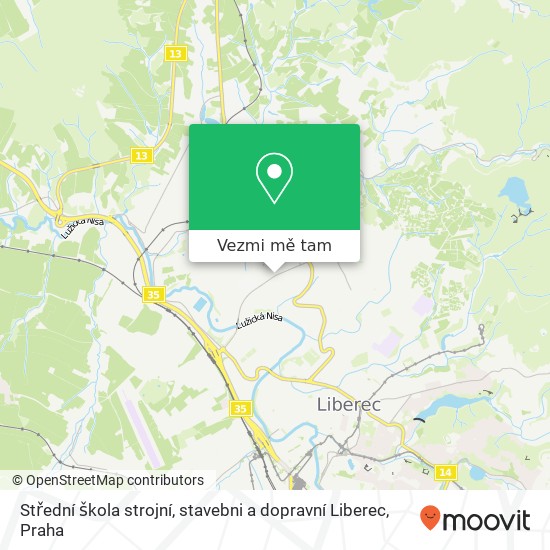 Střední škola strojní, stavebni a dopravní Liberec mapa