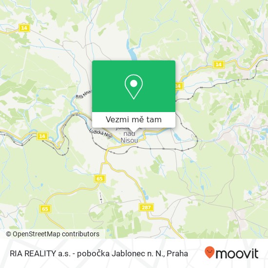 RIA REALITY a.s. - pobočka Jablonec n. N. mapa