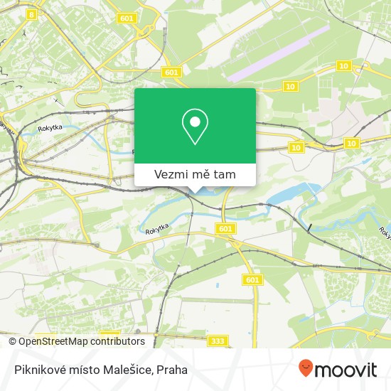 Piknikové místo Malešice mapa