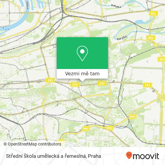 Střední škola umělecká a řemeslná mapa