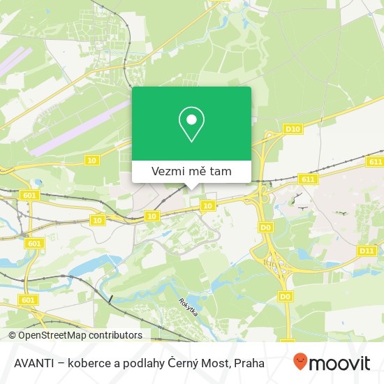 AVANTI – koberce a podlahy Černý Most mapa