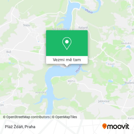 Pláž Ždáň mapa