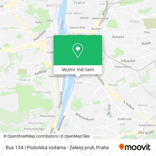 Bus 134 | Podolská vodárna - Zelený pruh mapa