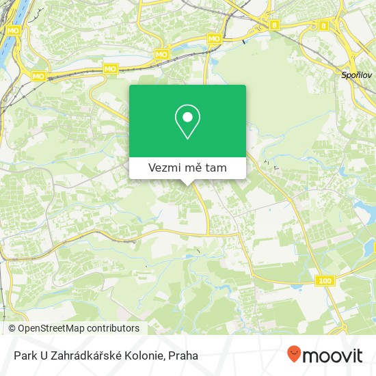 Park U Zahrádkářské Kolonie mapa