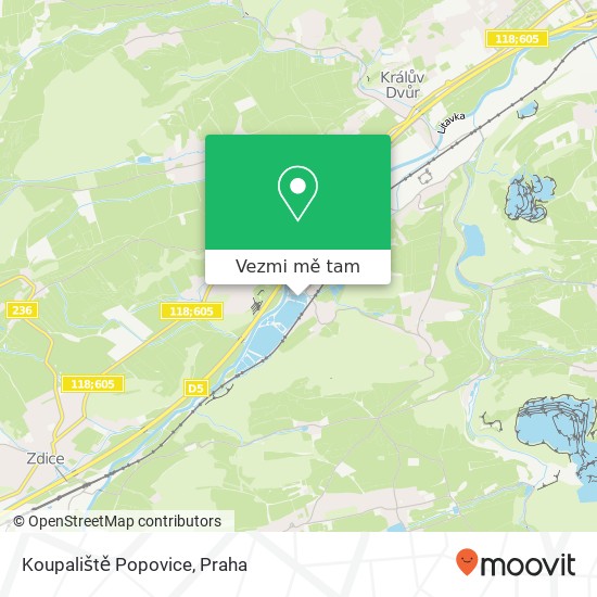 Koupaliště Popovice mapa