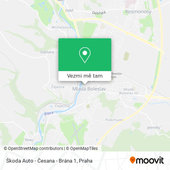 Škoda Auto - Česana - Brána 1 mapa