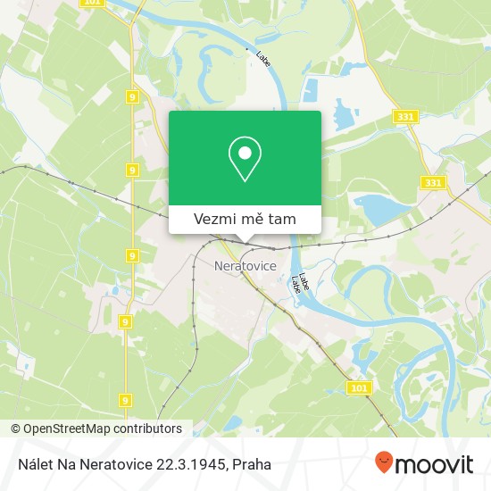 Nálet Na Neratovice 22.3.1945 mapa