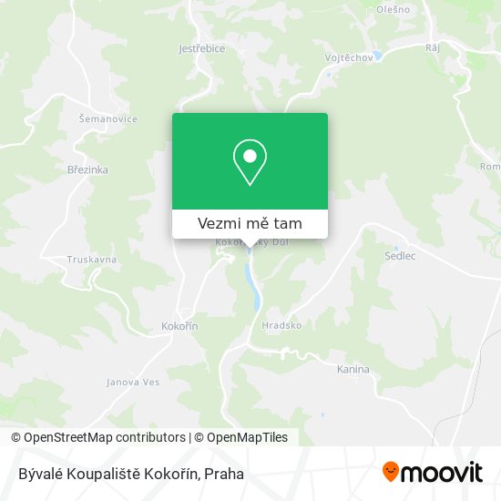 Bývalé Koupaliště Kokořín mapa