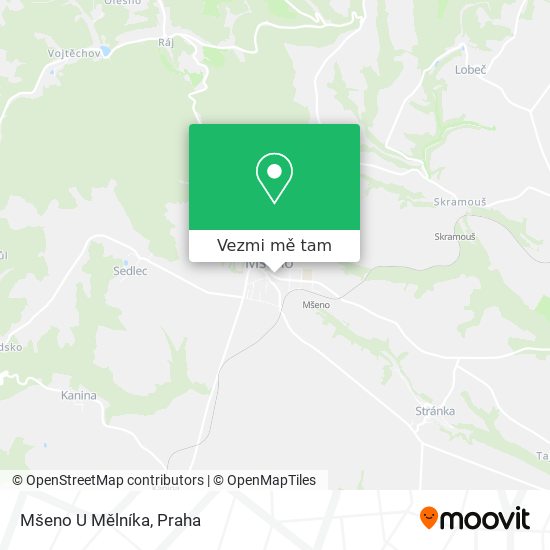 Mšeno U Mělníka mapa