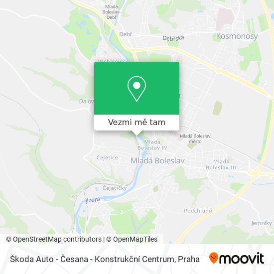 Škoda Auto - Česana - Konstrukční Centrum mapa