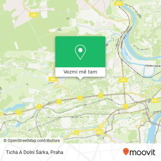 Tichá A Dolní Šárka mapa