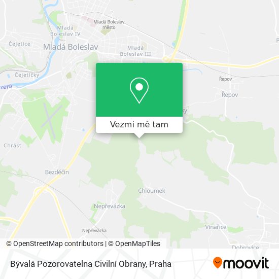 Bývalá Pozorovatelna Civilní Obrany mapa