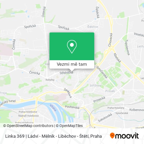 Linka 369 | Ládví - Mělník - Liběchov - Štětí mapa