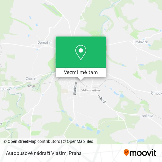 Autobusové nádraží Vlašim mapa