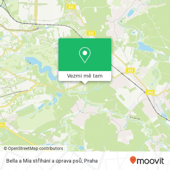 Bella a Mia stříhání a úprava psů mapa