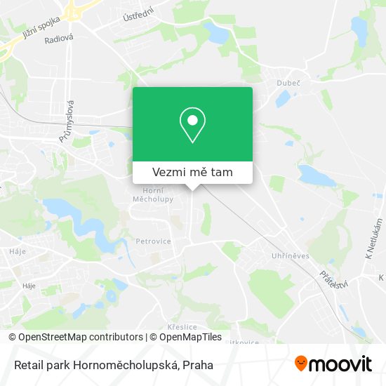 Retail park Hornoměcholupská mapa
