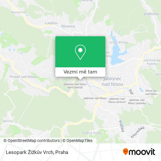 Lesopark Žižkův Vrch mapa