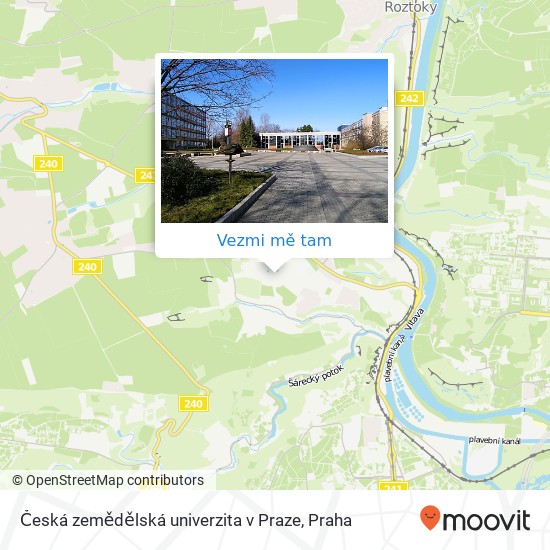 Česká zemědělská univerzita v Praze mapa