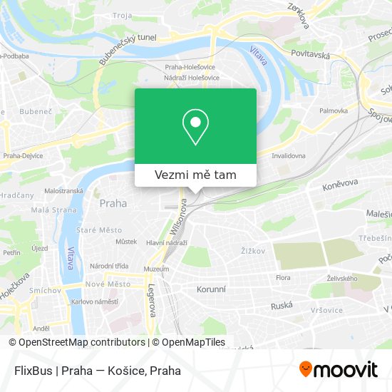 FlixBus | Praha — Košice mapa