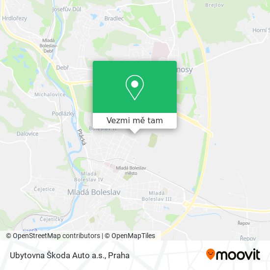 Ubytovna Škoda Auto a.s. mapa