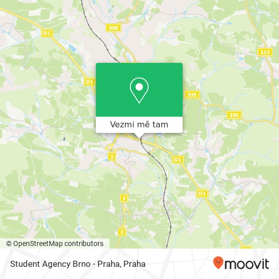 Student Agency Brno - Praha mapa